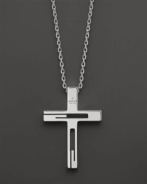 gucci silver cross necklace|gucci split cross necklace.